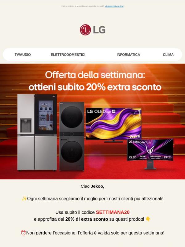 Offerta della settimana: 20% extra sconto per te 🚀