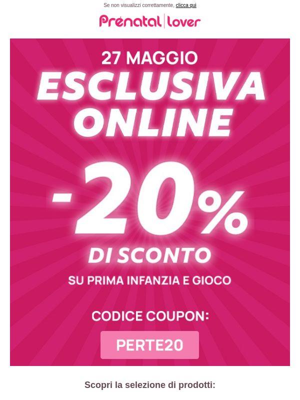 -20% online per 24h con il codice PERTE20. In più continua la Mid Season Sale
