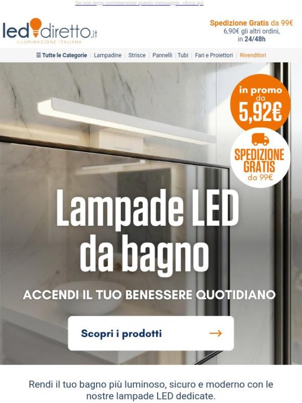 🪞Lampade da specchio LED: eleganza, luce e protezione  da € 5,92
