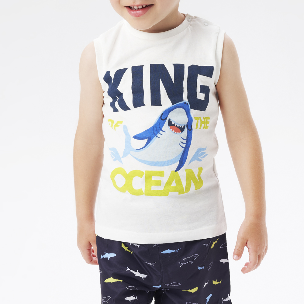 Image of MAGLIA SMANICATA STAMPA SQUALO 4.6686 PER BAMBINO IDO