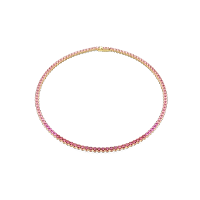 Collana Matrix Tennis, Taglio Round, Rosa, Placcato color oro