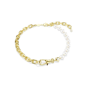 Collana Idyllia, Crystal Pearl, Bianca, Placcato color oro