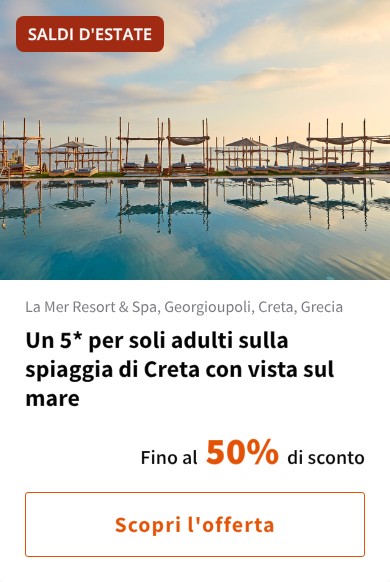 Un 5* per soli adulti sulla spiaggia di Creta con vista sul mare