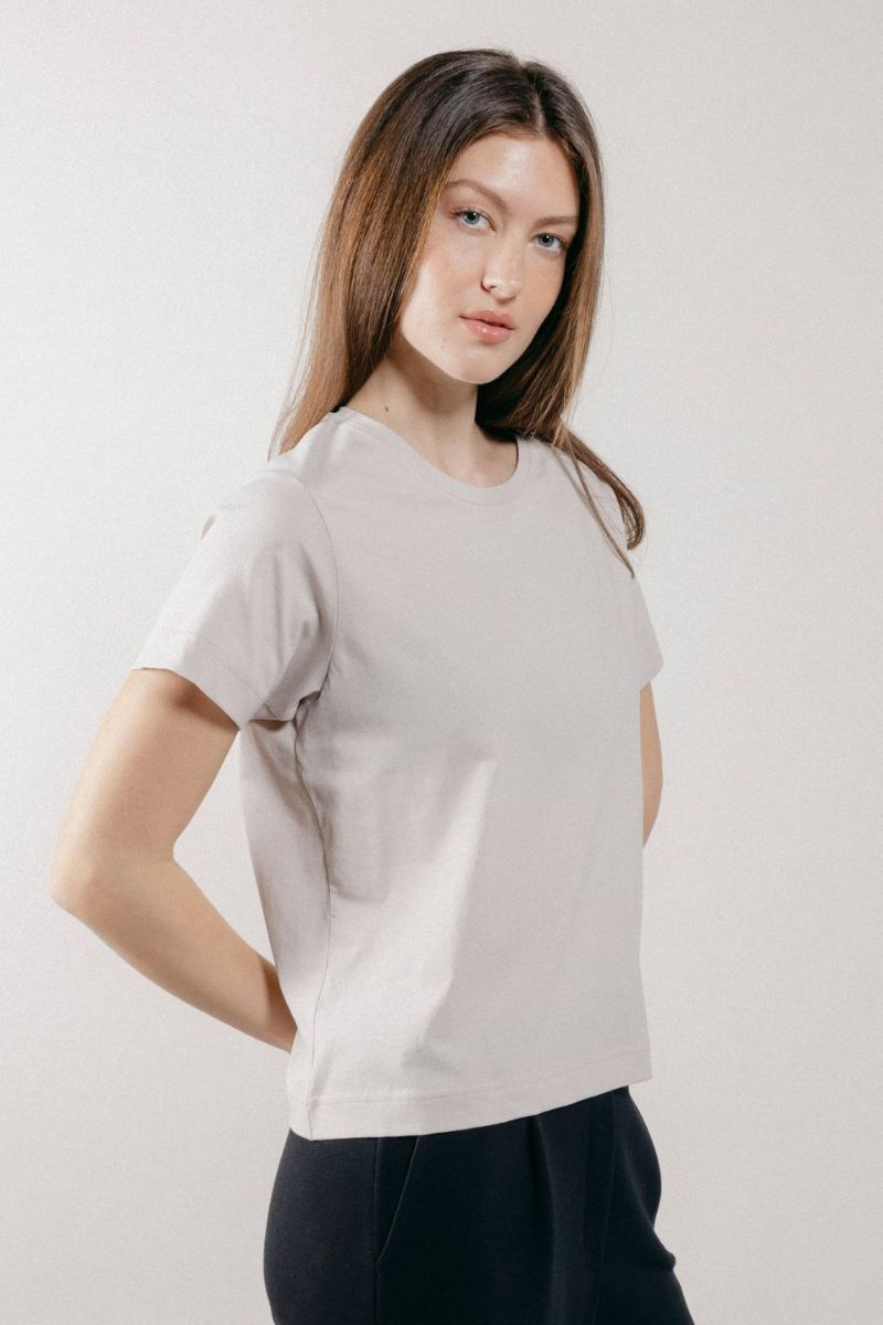 T-Shirt Girocollo in Jersey Donna Beige