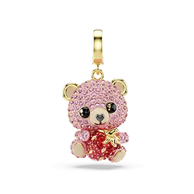 Charm Idyllia, Taglio misto, Orsetto, Rosa, Placcato color oro