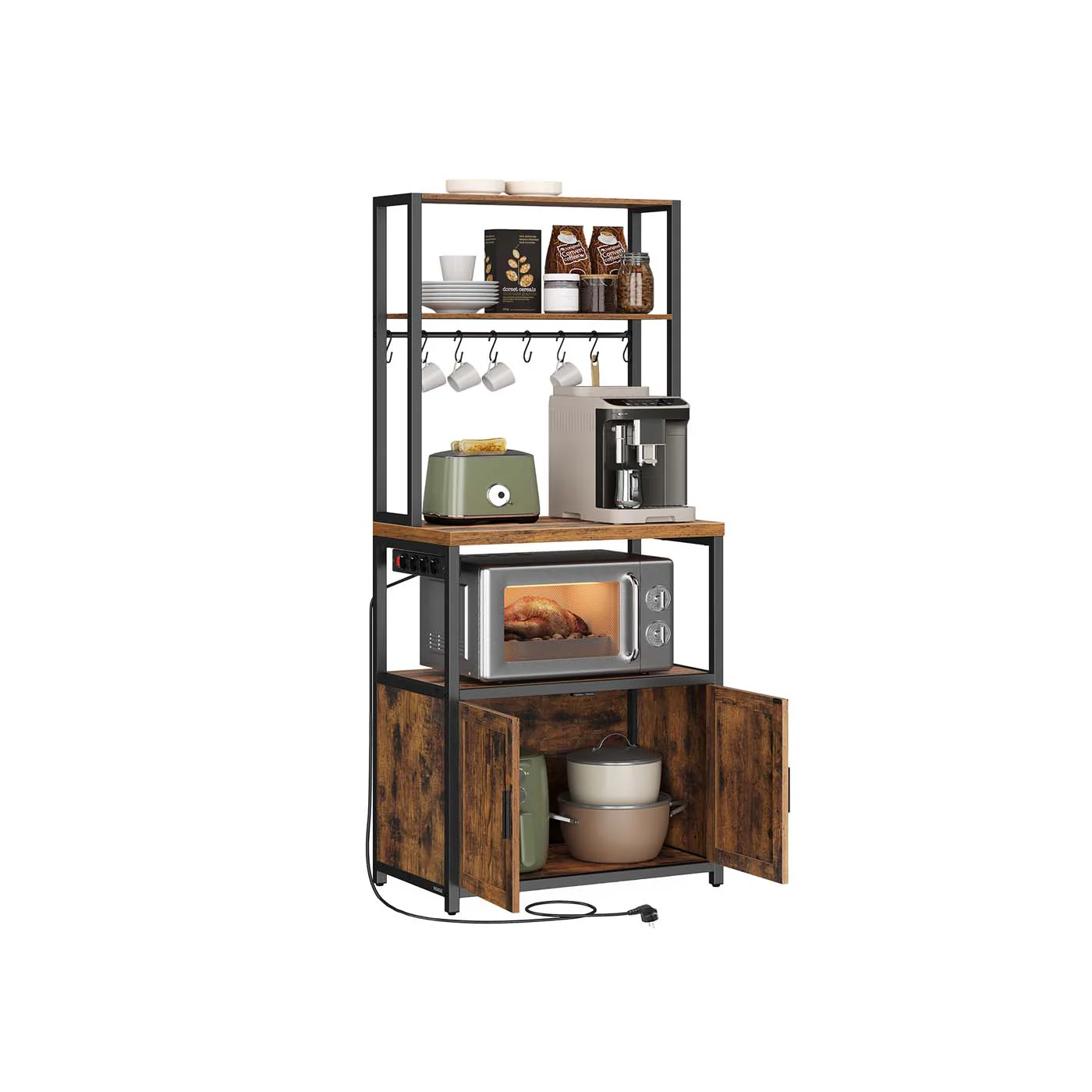 Image of Scaffale da cucina con prese ganci e ripiani multifunzione