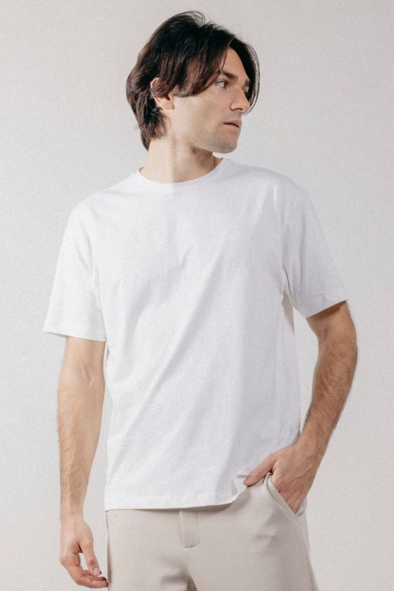T-Shirt Girocollo in Jersey Uomo Off White