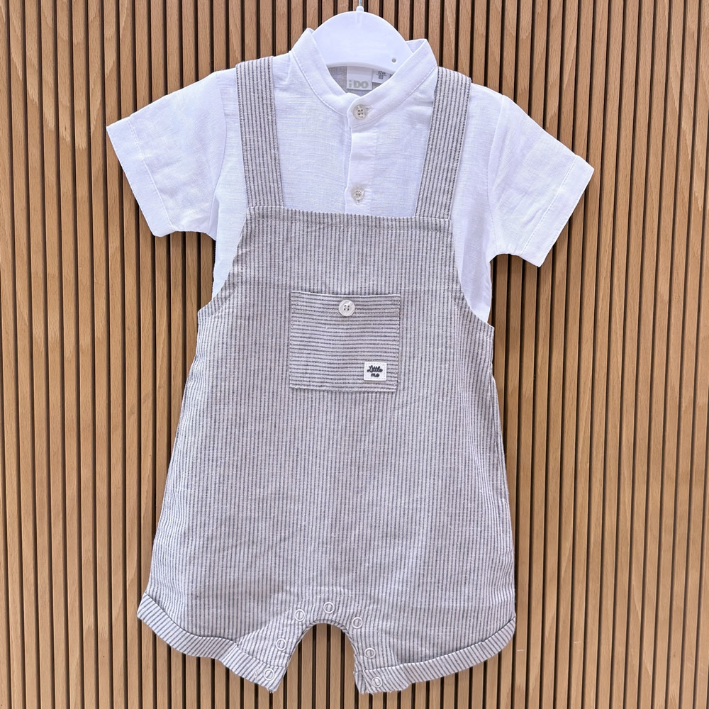 Image of COMPLETO SALOPETTE E CAMICIA 4G171 NEONATO IDO MINI