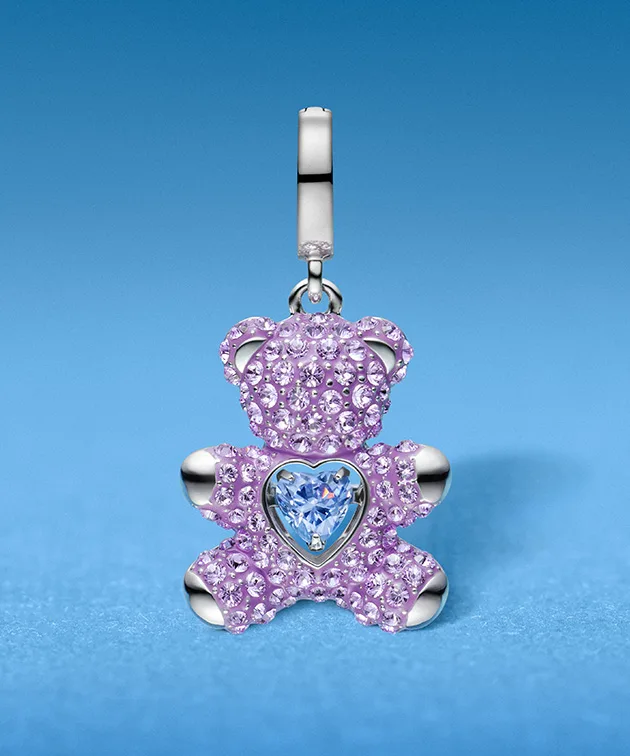 Charm Idyllia viola a forma di orsetto