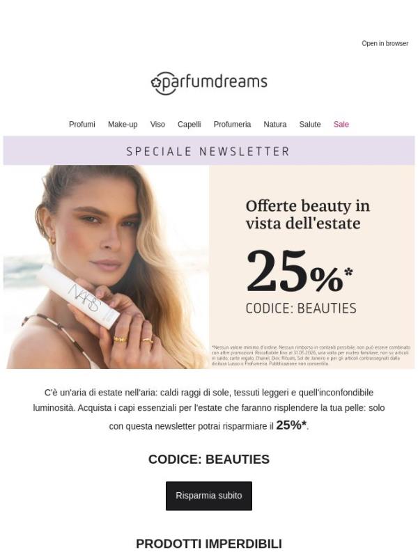 Speciale newsletter: 25% per te ☀️