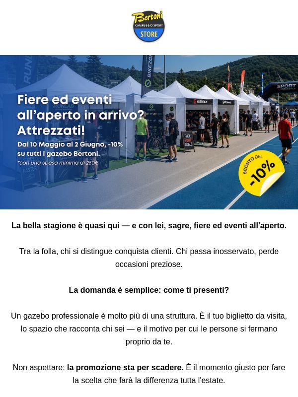 Ancora per pochi giorni: -10% su tutti i gazebo Bertoni