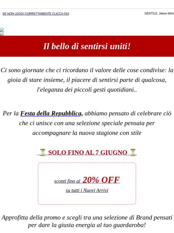 Celebriamo ciò che unisce: fino al 20%