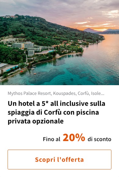 Un hotel a 5* all inclusive sulla spiaggia di Corfù con piscina privata opzionale