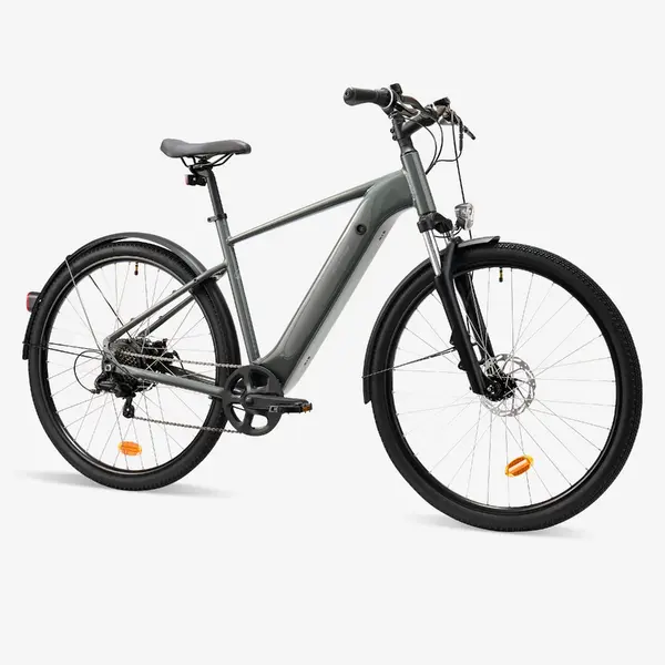 ROCKRIDER Bici elettrica trekking a pedalata assistita E-ACTV 100 telaio alto grigia