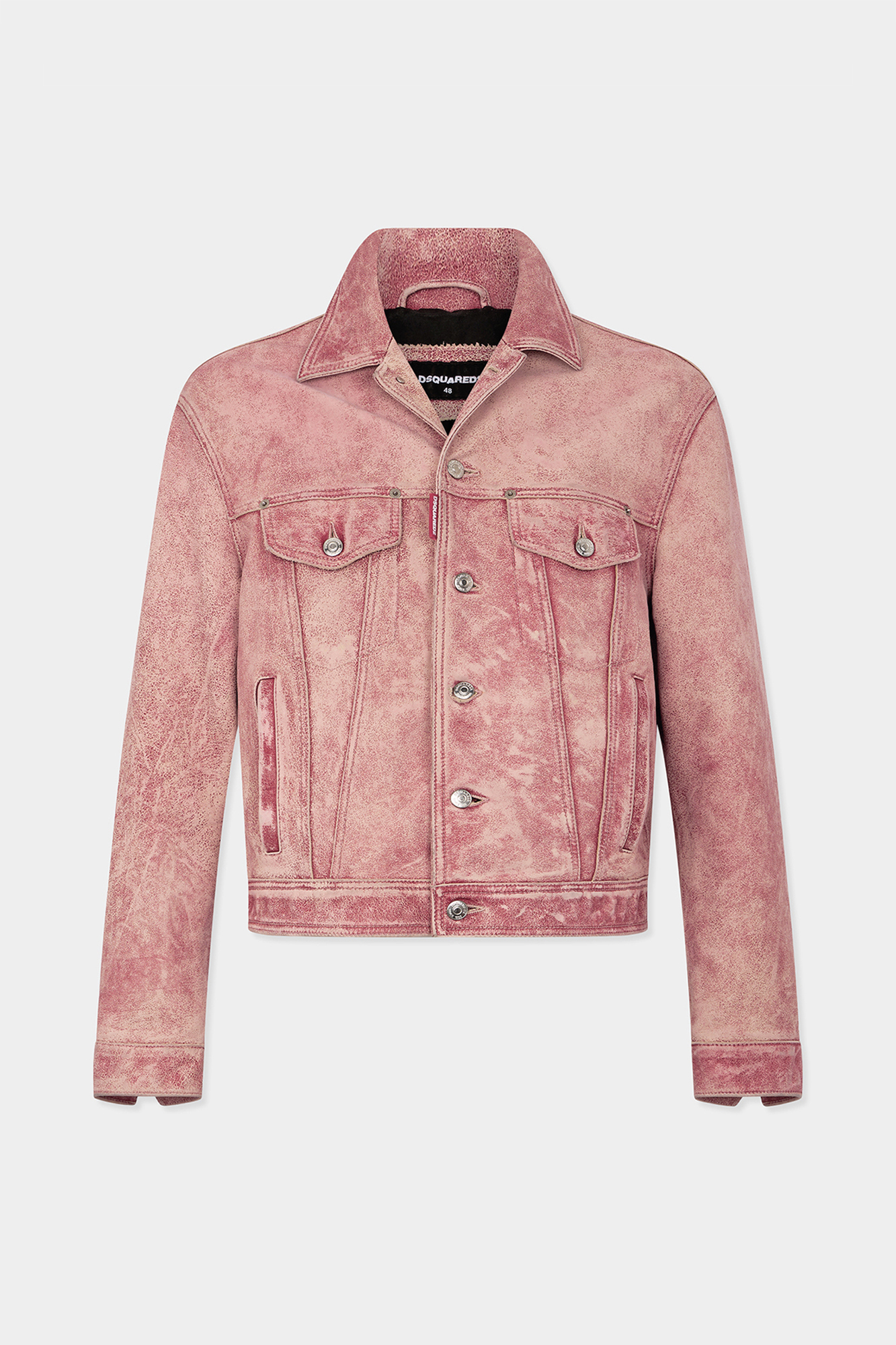 Cracked Leather Jean Jacket
