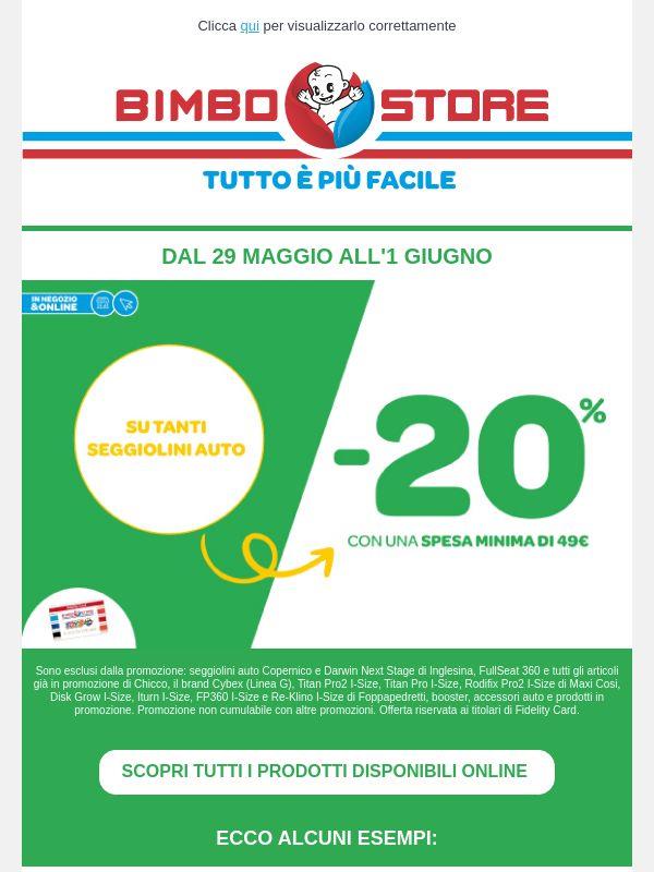 💯 Sconto 20% sui Seggiolini Auto!
