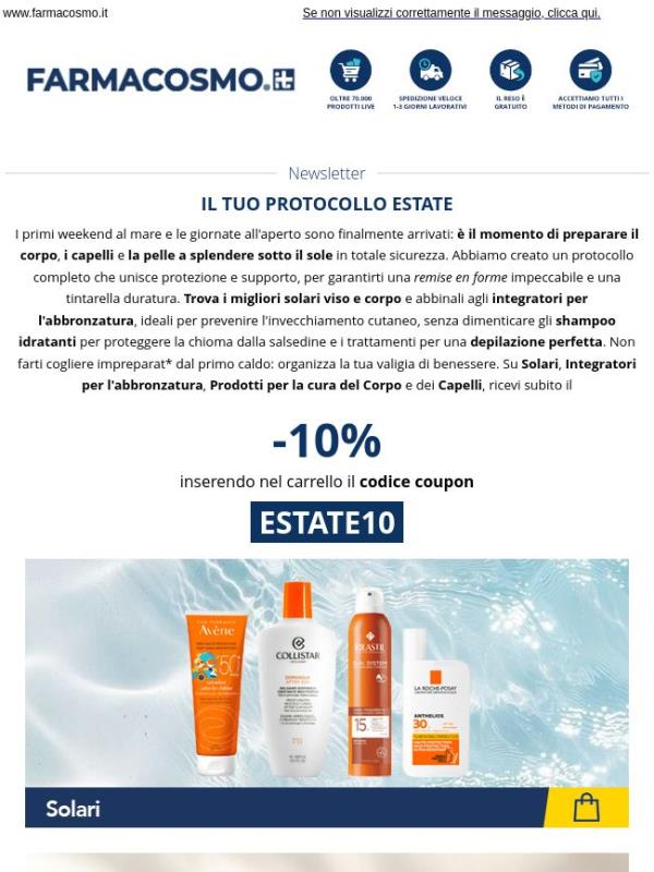 ☀️ -10% su Solari, prodotti per Corpo e Capelli e Integratori per l'Abbronzatura