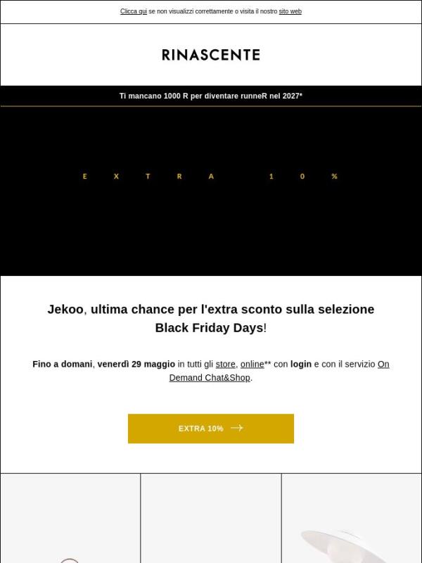 Ultima chance: extra 10% sui Black Friday Days