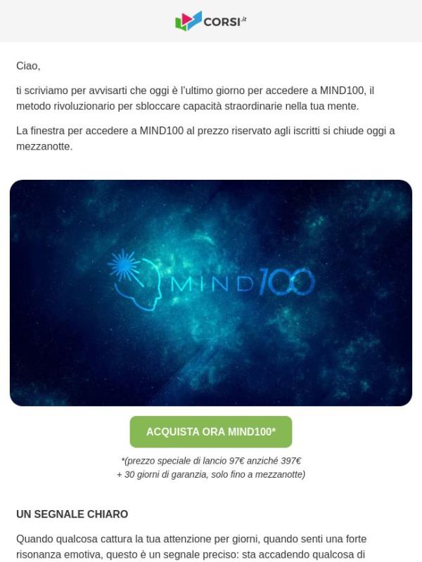 MIND100 scade oggi!