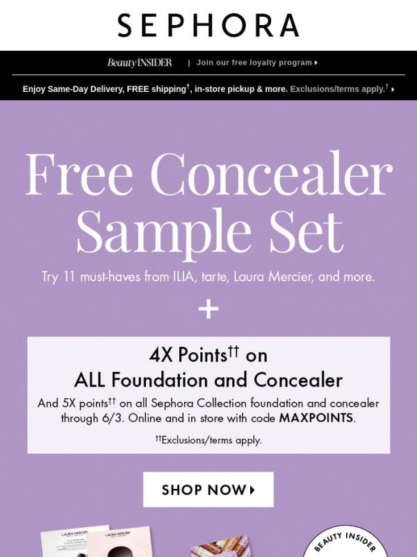 FREE concealer sample set 🤎🧡💛 With $45 min. spend.