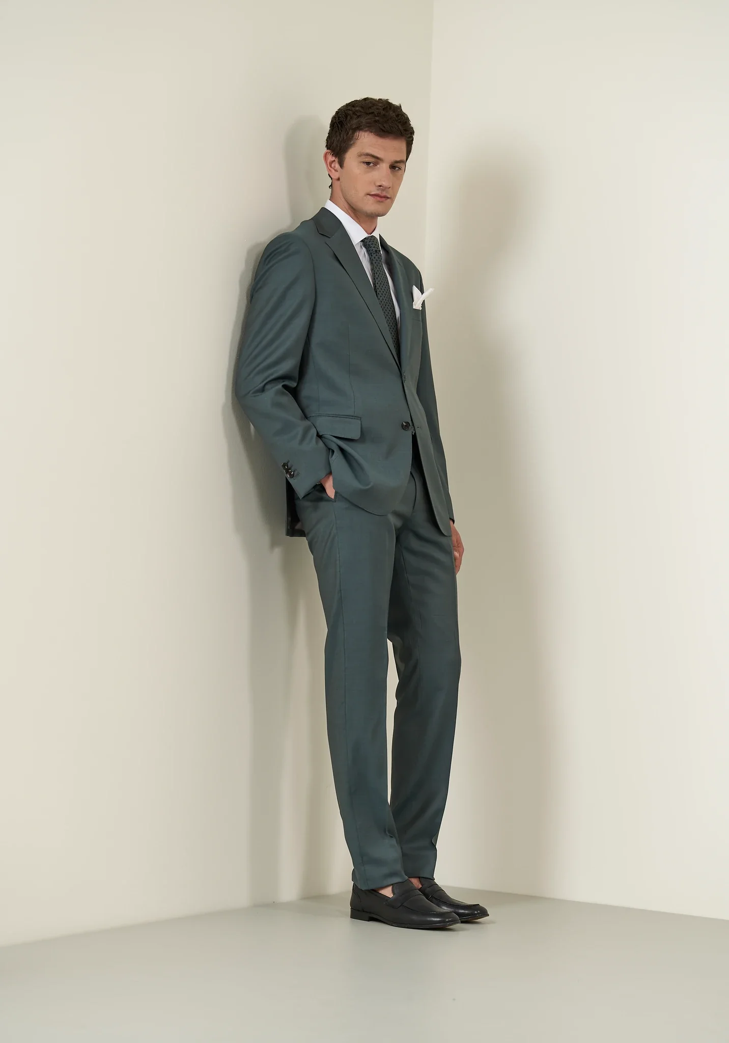 Image of Abito verde sallia lana 110's custom fit