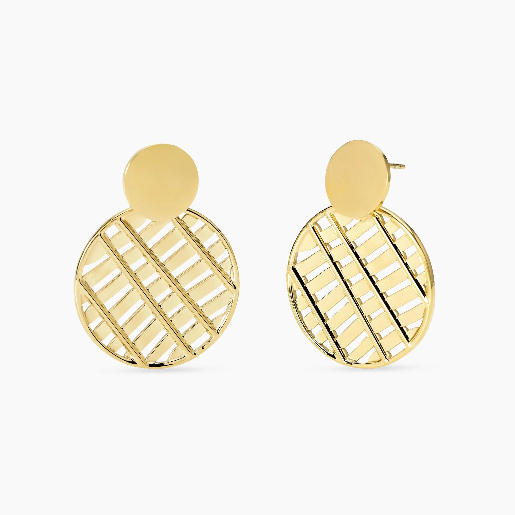 Image of Orecchini dorati tondi con pendente cerchio STYLE 74
