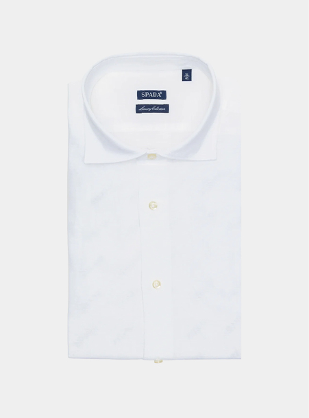 Camicia collo francese in lino e cotone