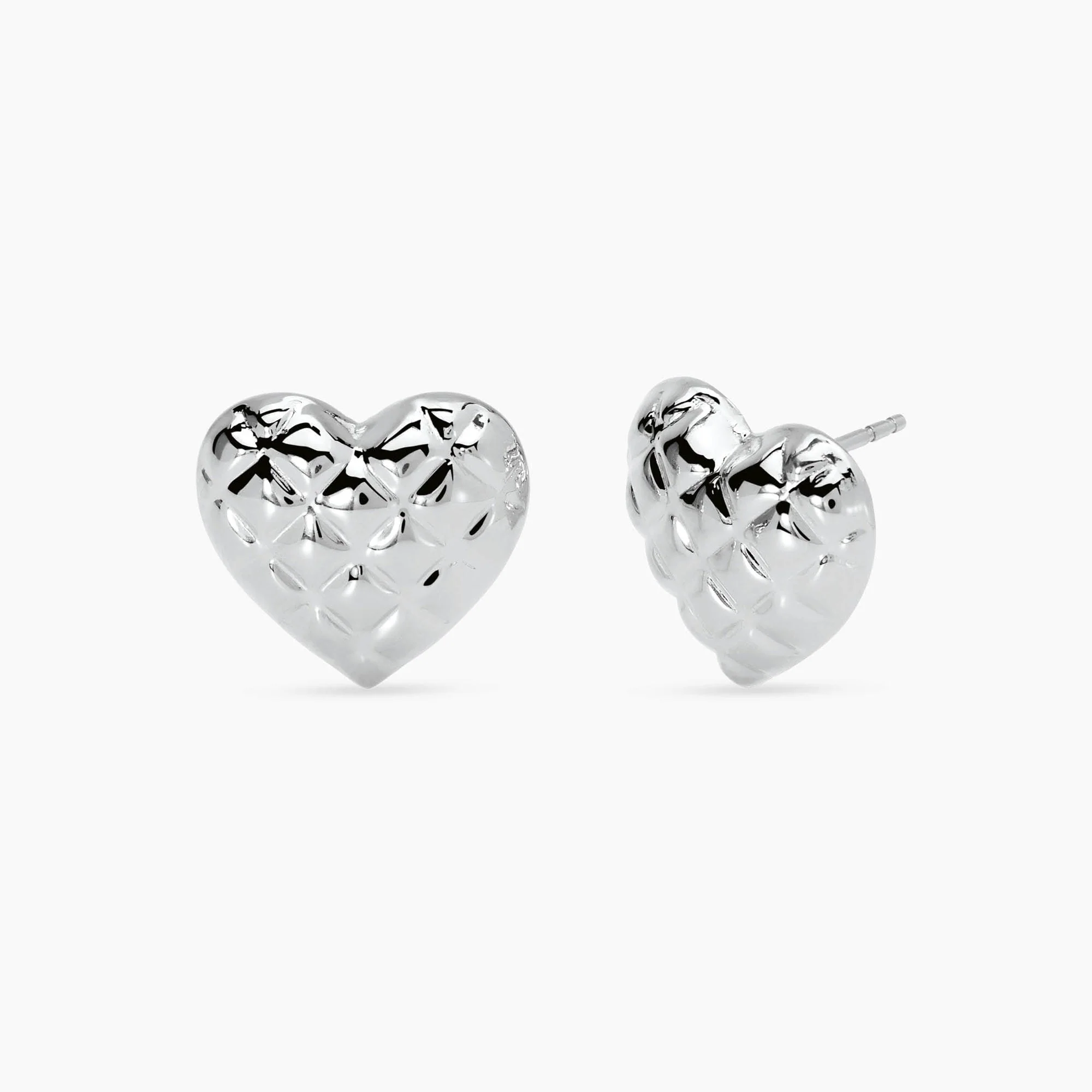 Image of Orecchini cuore in acciaio matelassé STYLE 75