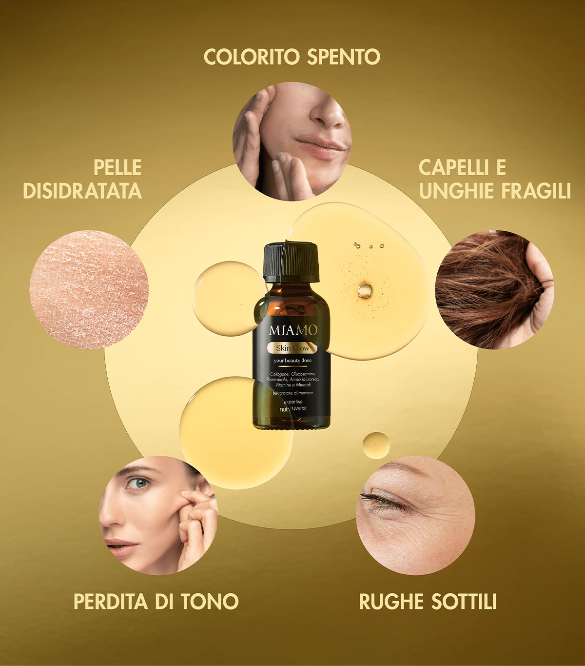 skin glow adatto per colorito pelle spenta capelli e unghie fragili rughe sottili perdita di tono pelle disidratata