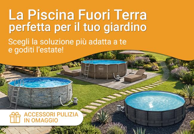 La piscina fuori terra perfetta per il tuo giardino. Scegli la soluzione più adatta a te e goditi l'estate. Accessori per la pulizia in omaggio!