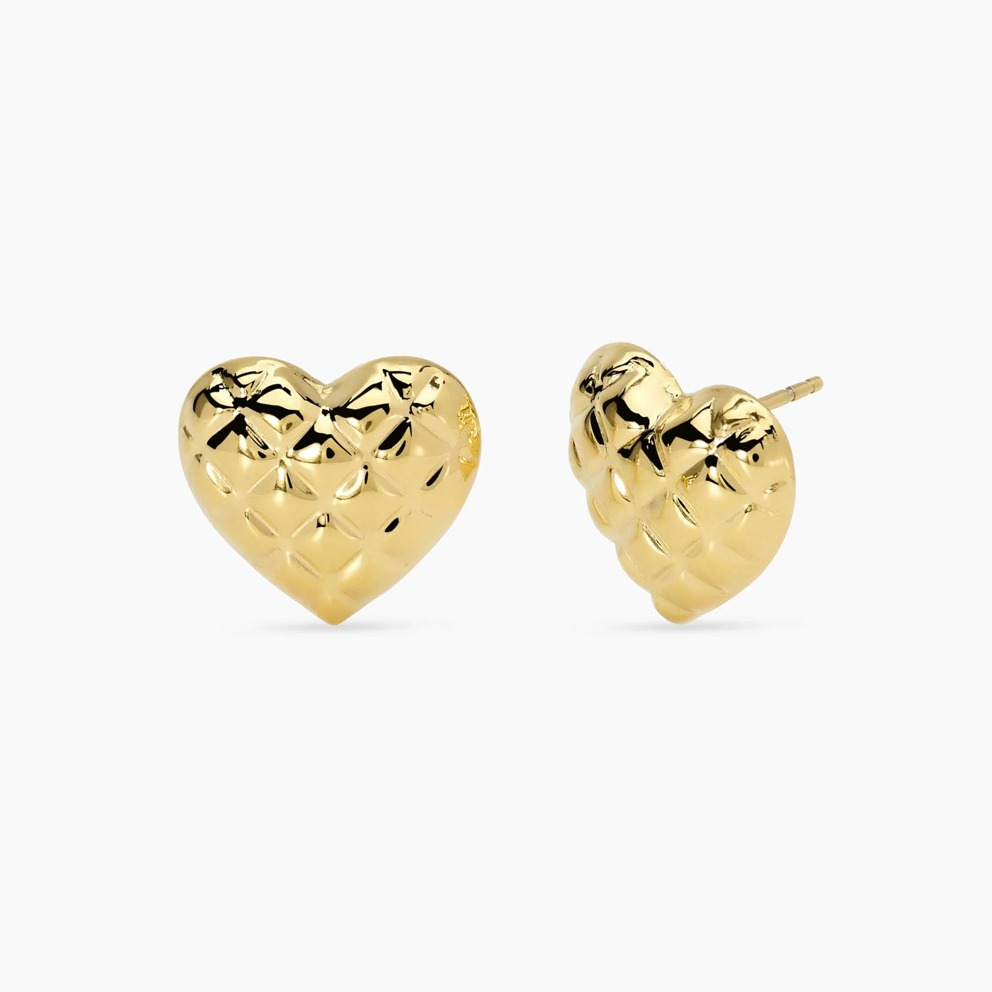 Image of Orecchini cuore in acciaio dorato matelassé STYLE 75