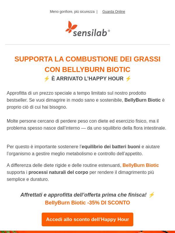 🔥 Happy Hour: BellyBurn Biotic a -35% solo per oggi!