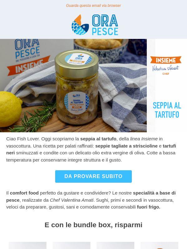 Solo per palati raffinati, Fish Lover. La seppia al tartufo della linea Insieme.