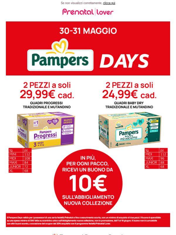Tornano i Pampers Days: offerte speciali su Progressi e Baby Dry + 10€ di buono sconto
