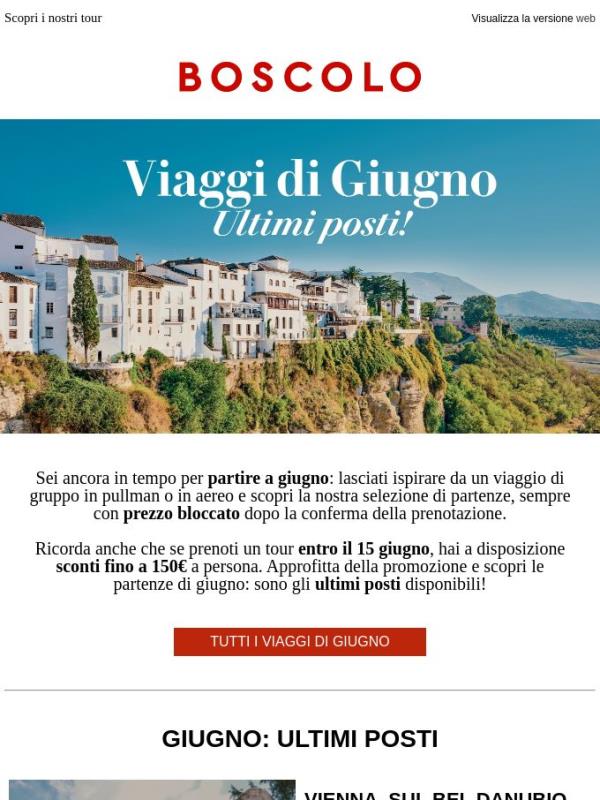 Ultimi posti per viaggiare a Giugno