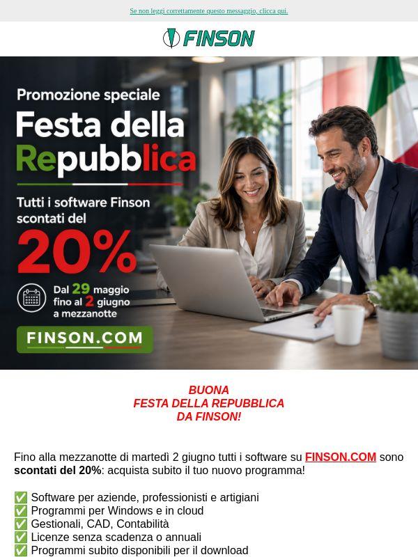 Ecco la Promozione per la Festa della Repubblica di Finson!