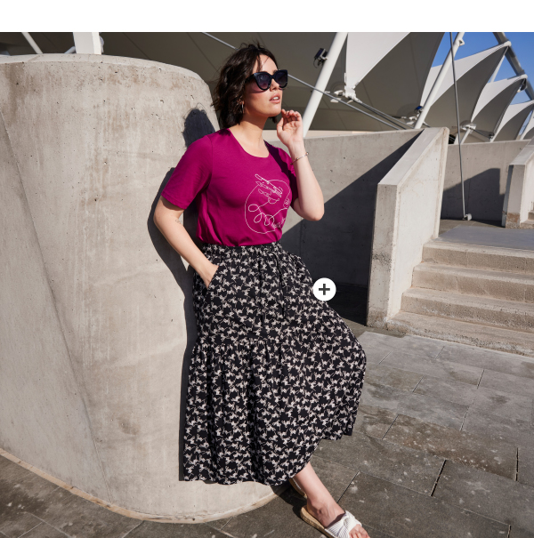 Flowers Script Print Skirt - With a wide flounce panel hemline for a twirl-ready silhouette.