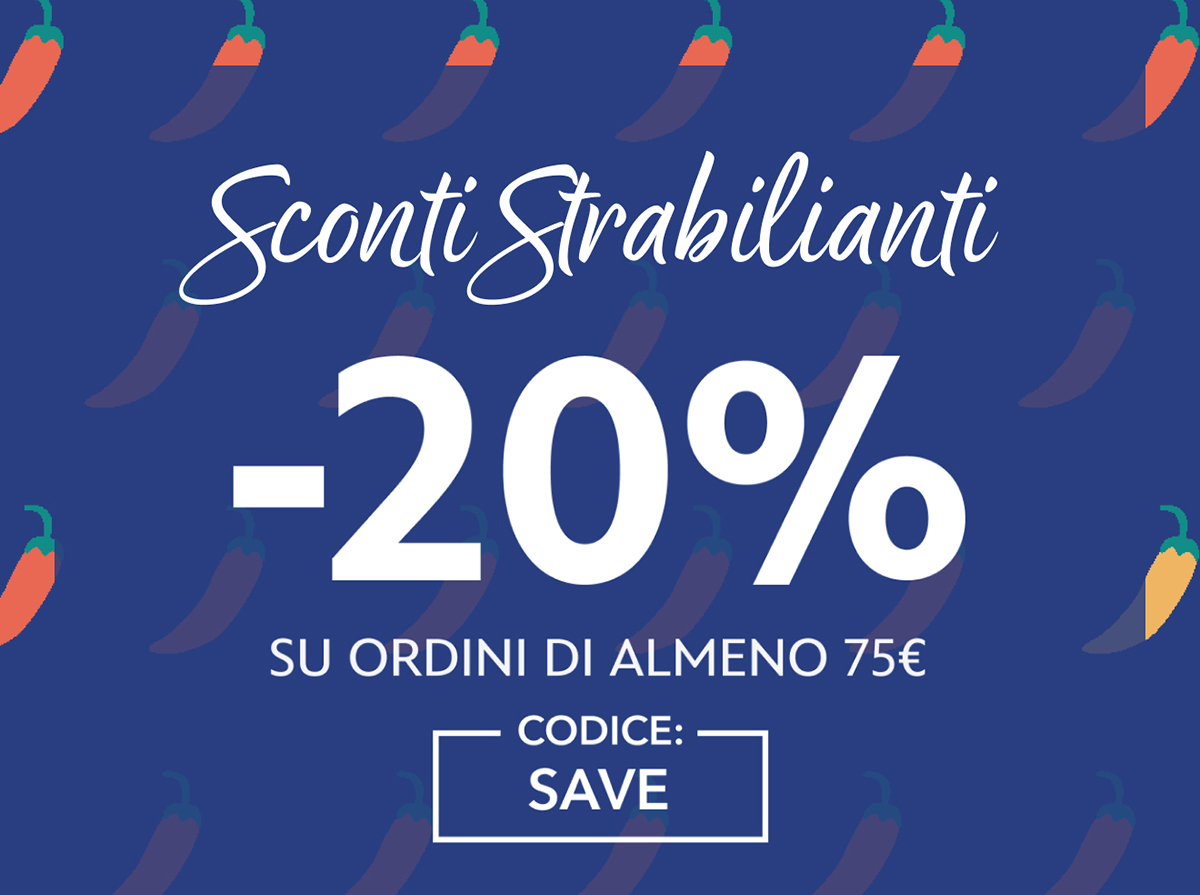 SCONTI STRABILIANTI | -20% SU ORDINI DI ALMENO 75€ | CODICE: SAVE