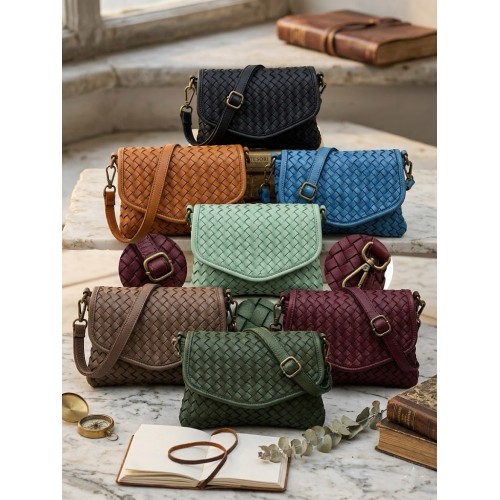 Bellavia Woven Leather Crossbody Bag