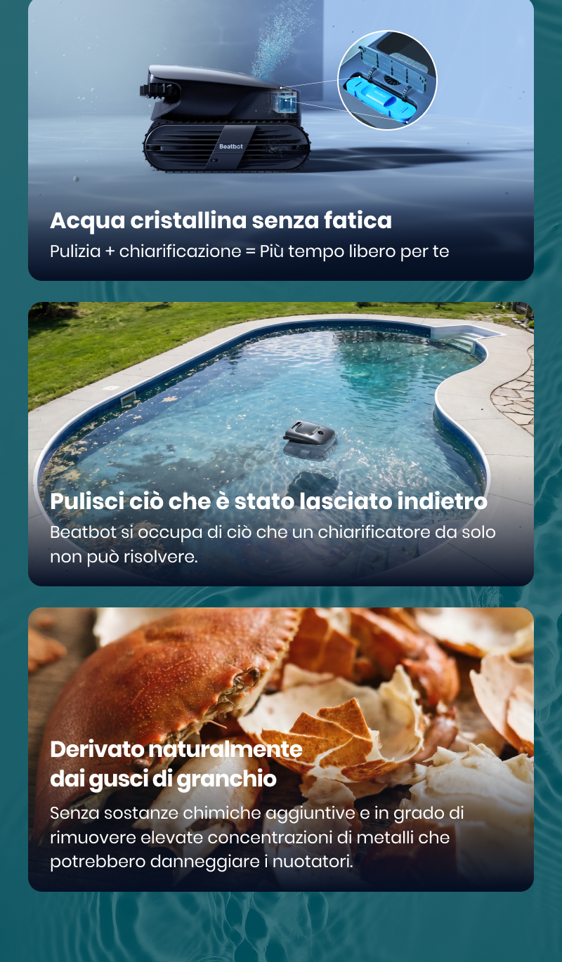 Il nostro chiarificatore ecologico AquaRefine + il robot Beatbot