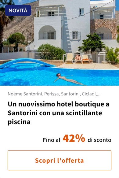 Un nuovissimo hotel boutique a Santorini con una scintillante piscina