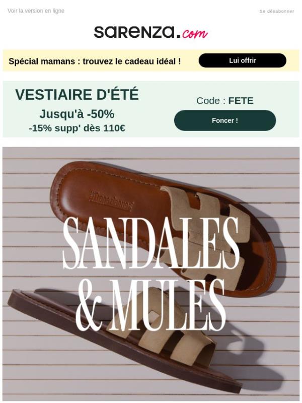 Vestiaire d’été : sandales & mules à -15% SUPP’ 🤎