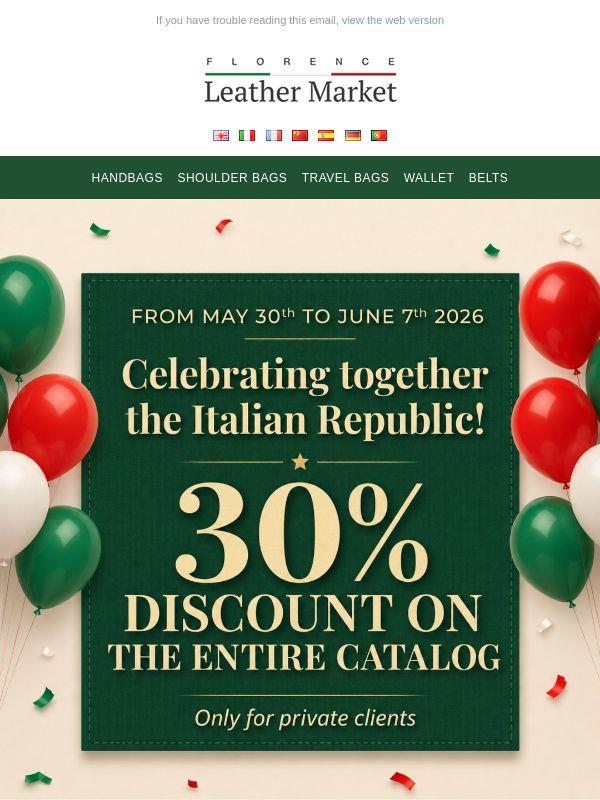 Italian Republic Day: 30% off everything, handmade in Florence