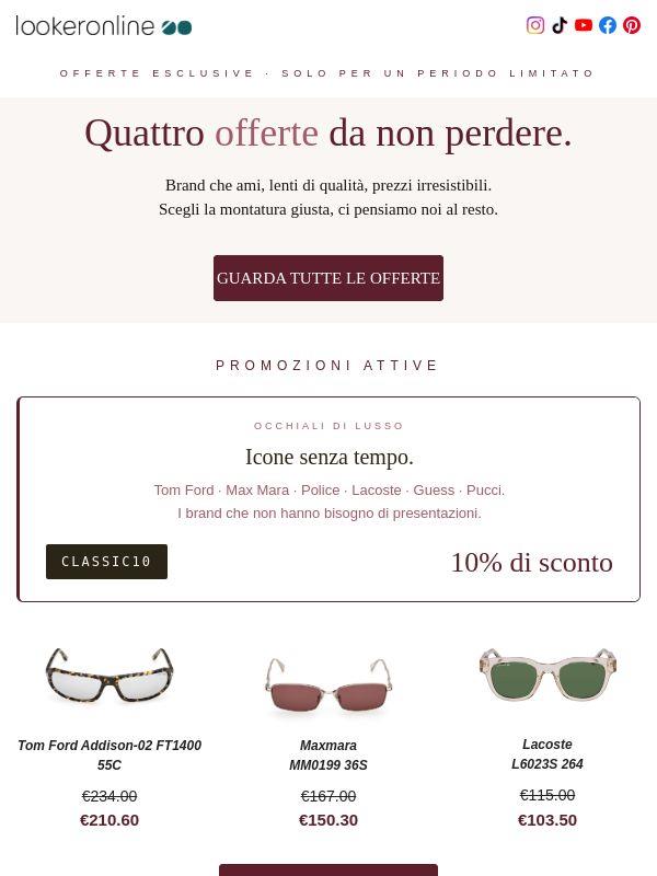 I tuoi prossimi occhiali costano meno✨