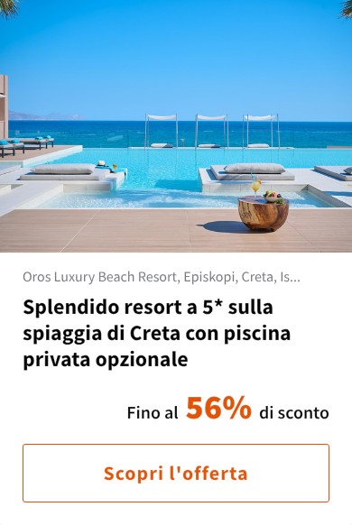 Splendido resort a 5* sulla spiaggia di Creta con piscina privata opzionale