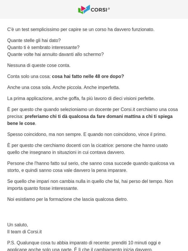 Il test per capire se un corso ha funzionato