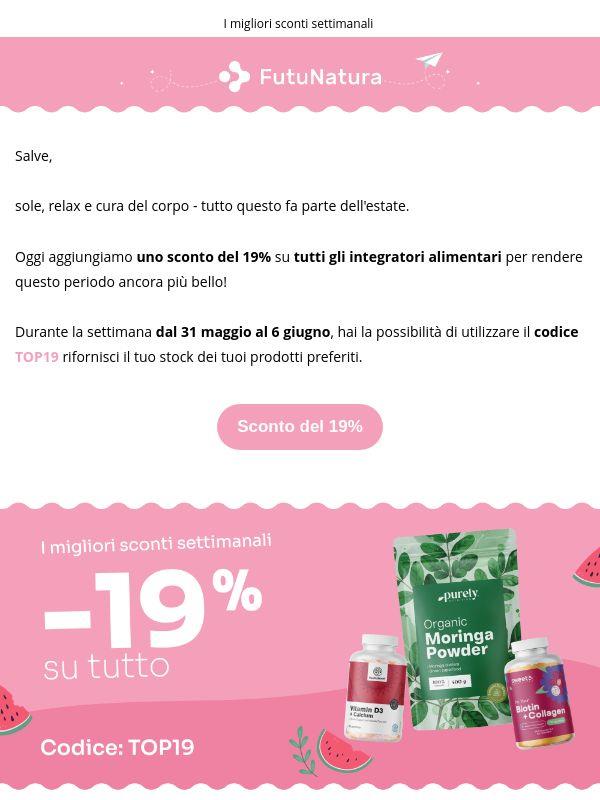 19% di sconto su tutto 🥳