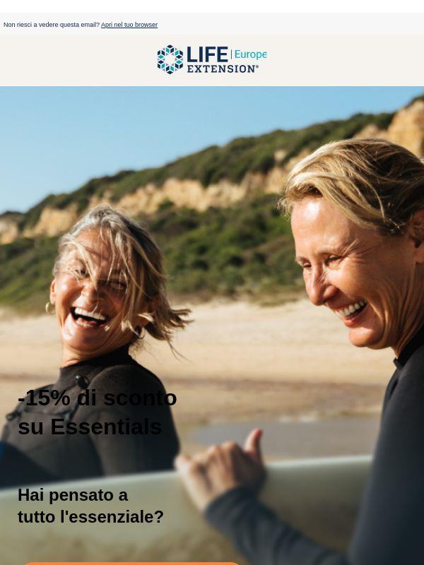 15% di sconto su gli integratori Essenziali