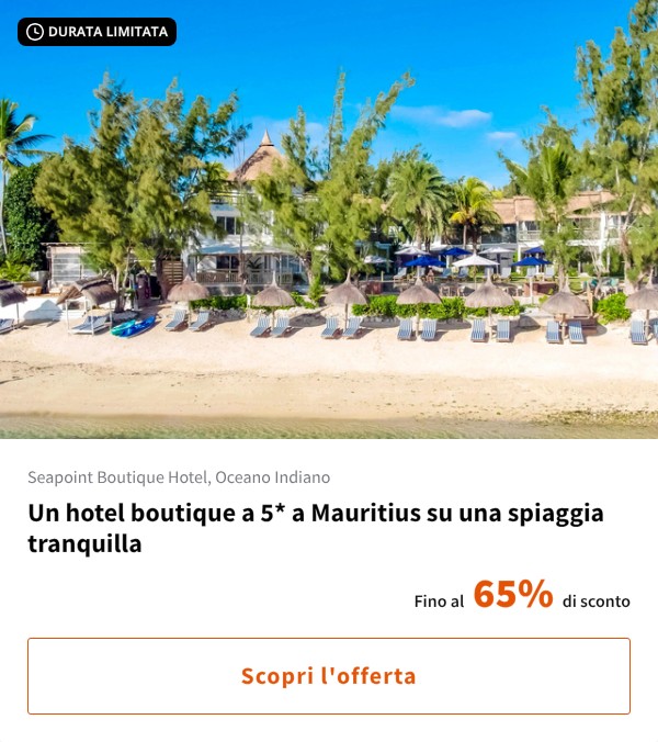 Un hotel boutique a 5* a Mauritius su una spiaggia tranquilla