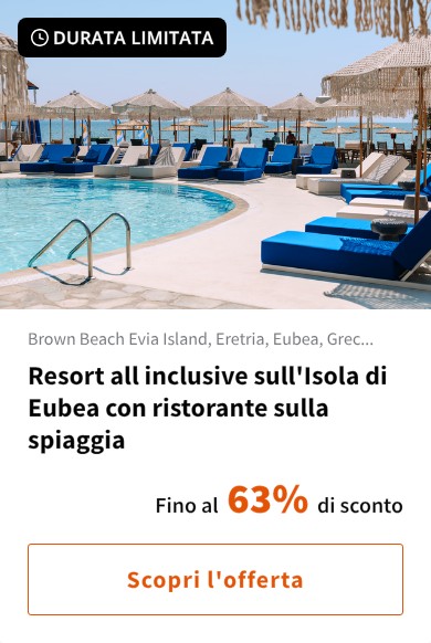 Resort all inclusive sull'Isola di Eubea con ristorante sulla spiaggia